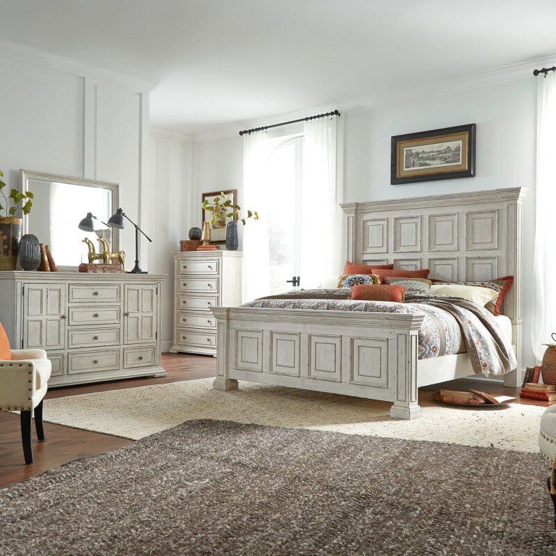 Big Valley King California Panel Bed, Dresser & Mirror, Chest 361WBRCPBDMC