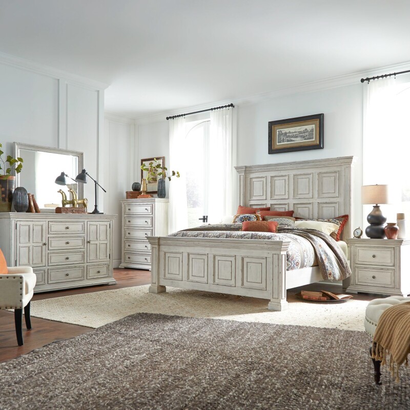Big Valley Queen Panel Bed, Dresser & Mirror, Chest, Night Stand 361WBRQPBDMCN