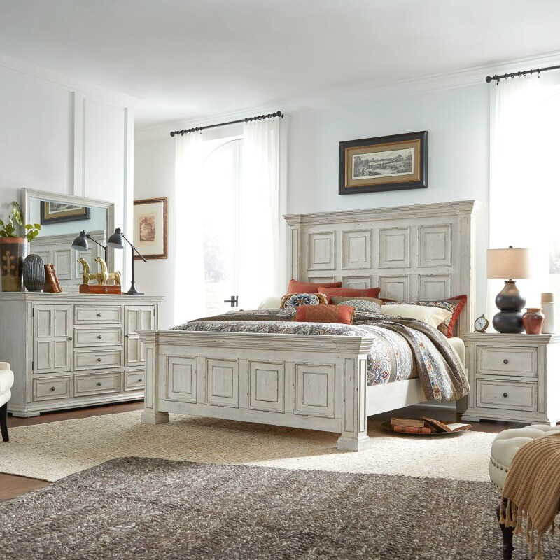 Big Valley Queen Panel Bed, Dresser & Mirror, Night Stand 361WBRQPBDMN
