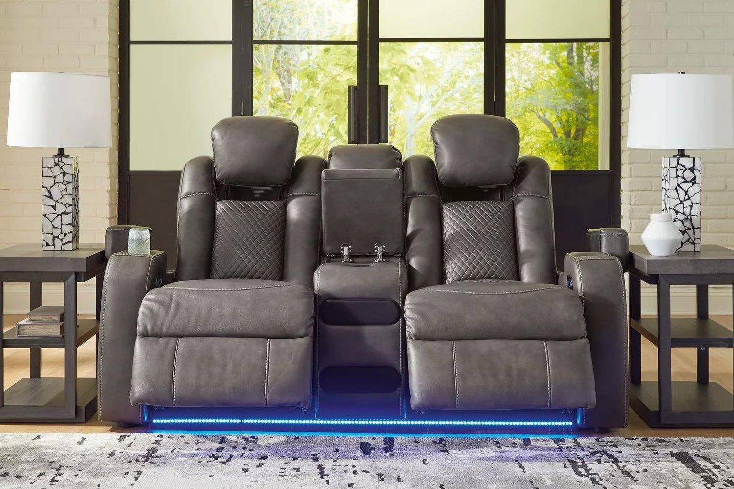 Fyne-Dyme Power Reclining Loveseat with Console In Shadow 3660218