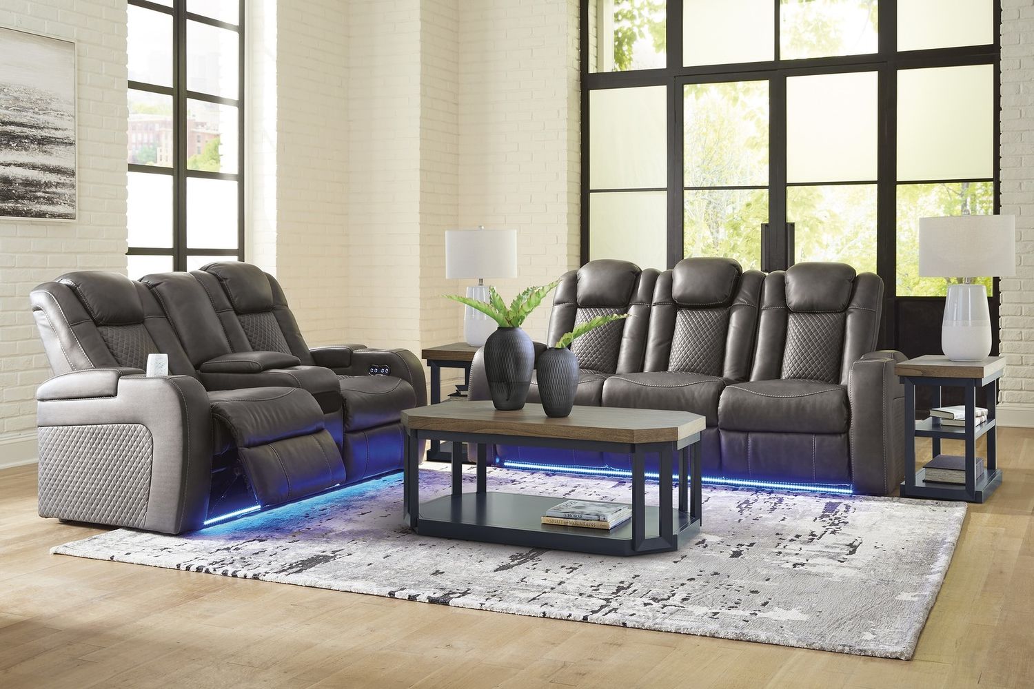 Fyne-Dyme Power Reclining Loveseat with Console In Shadow 3660218