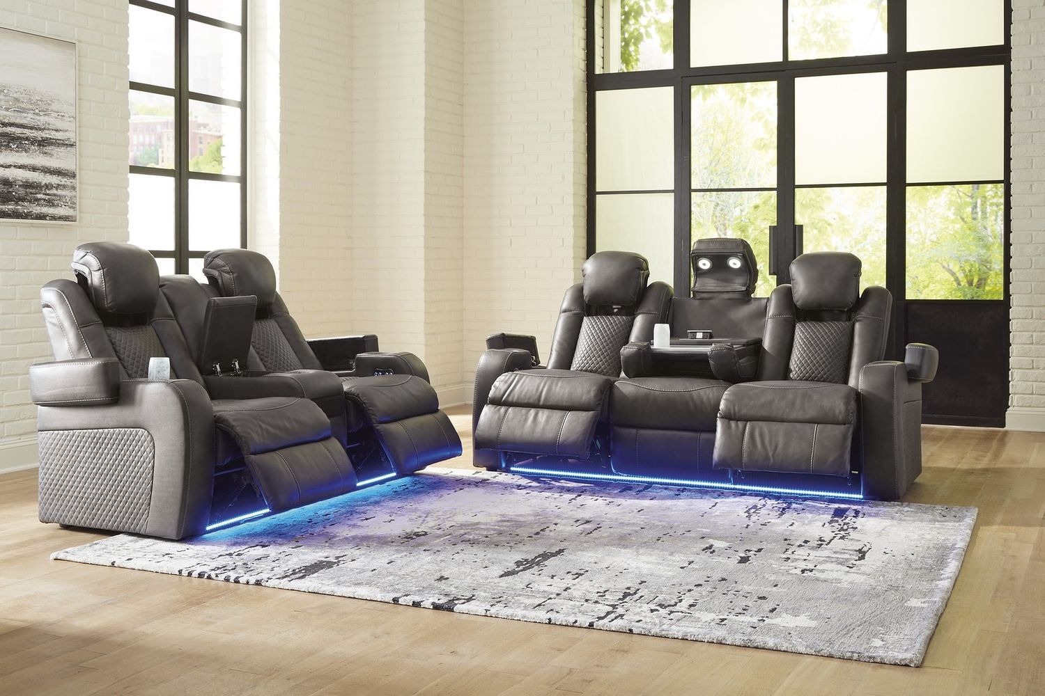 Fyne-Dyme Power Reclining Loveseat with Console In Shadow 3660218