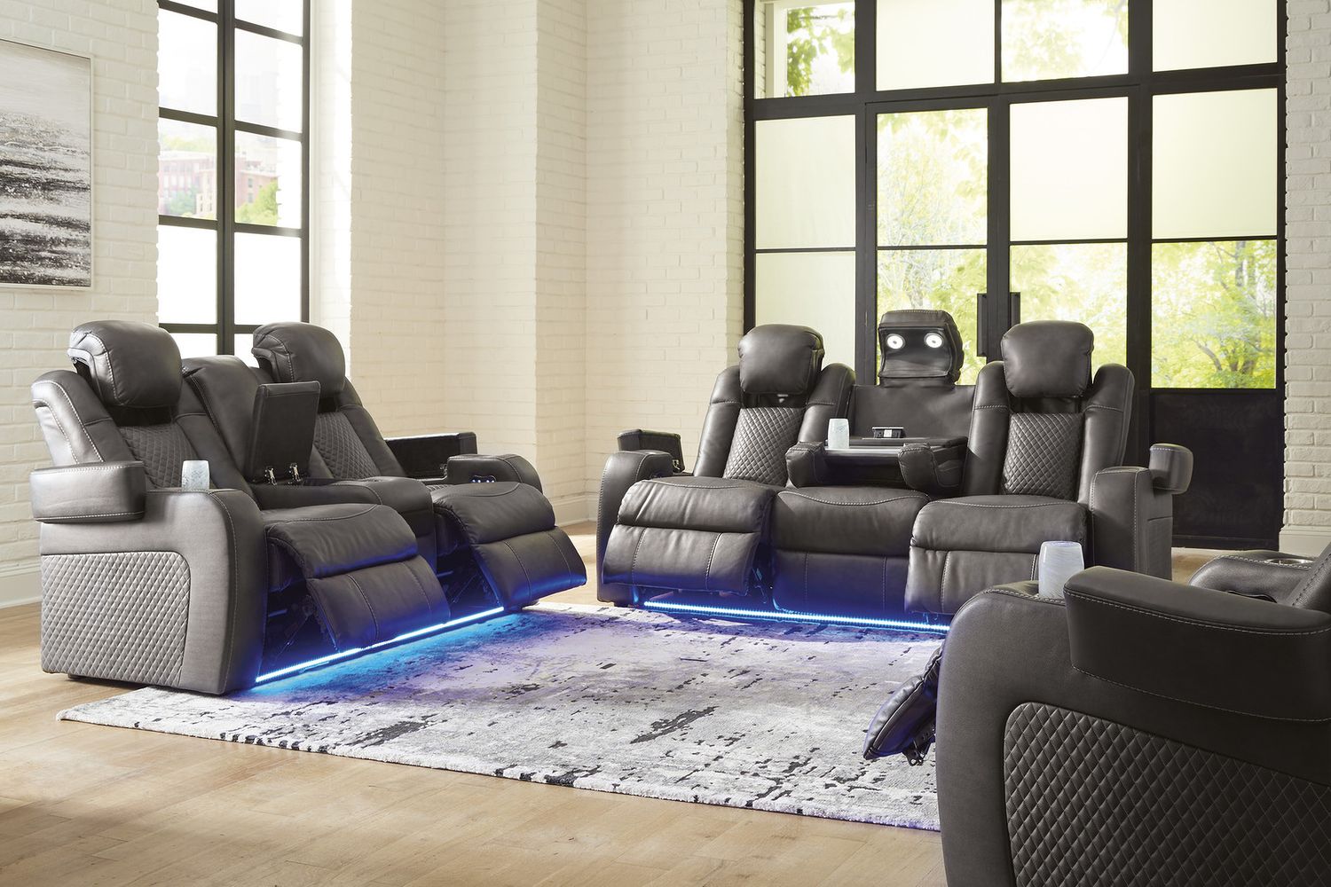 Fyne-Dyme Power Reclining Living Room Set In Shadow 36602U1