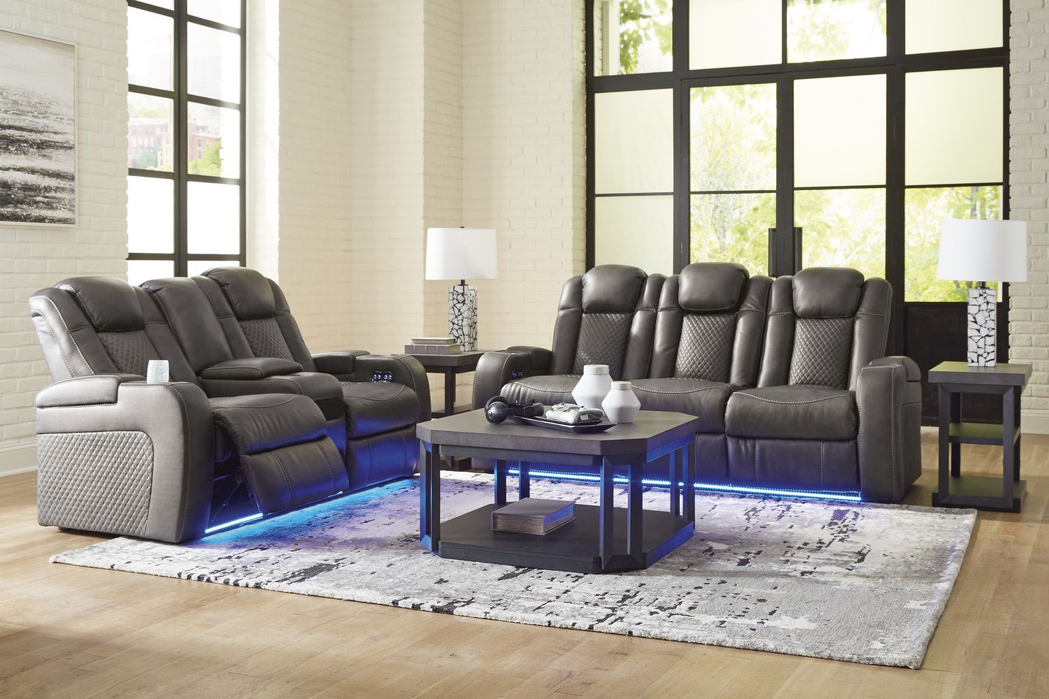 Fyne-Dyme Power Reclining Living Room Set In Shadow 36602U1
