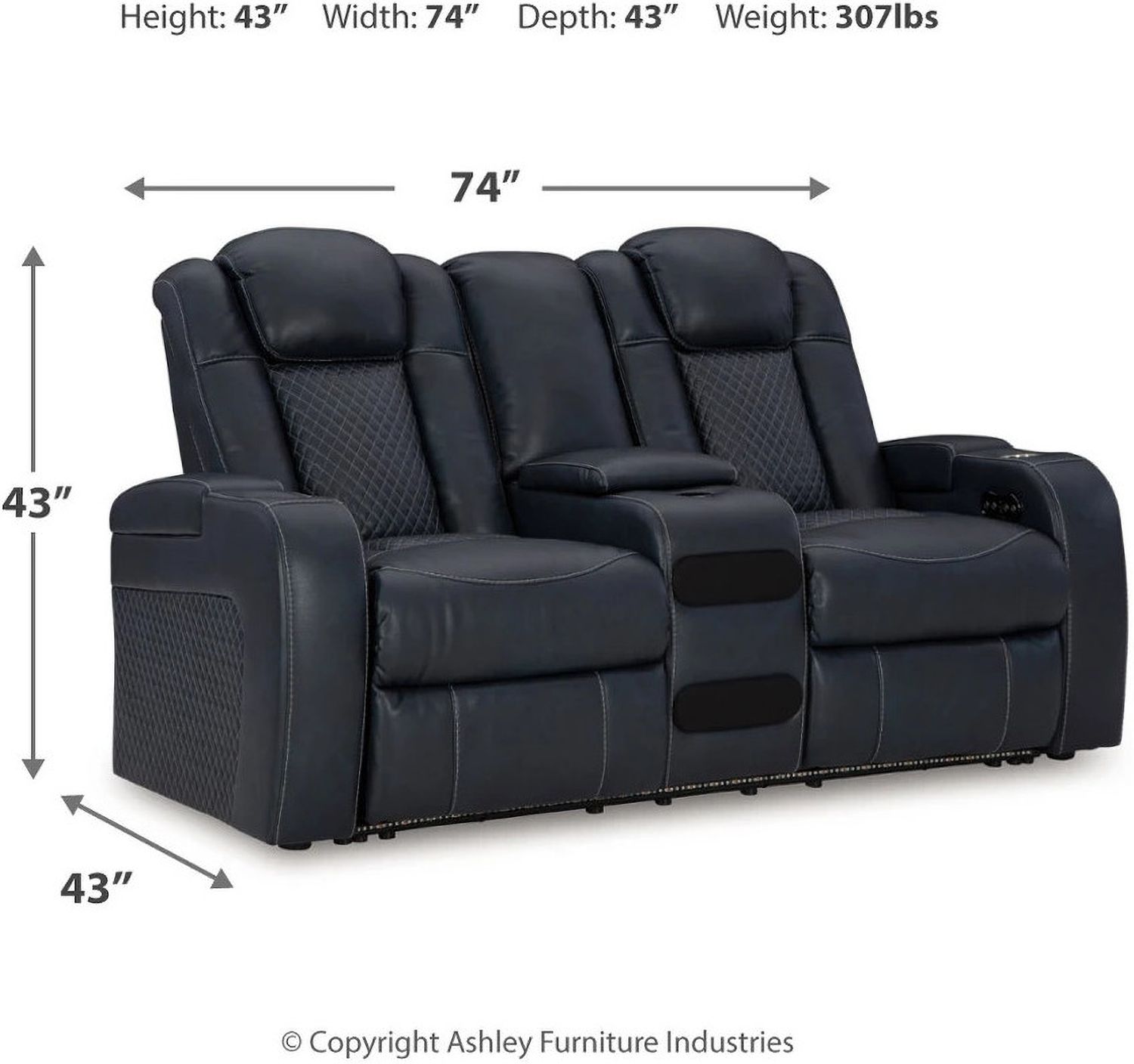 Fyne-Dyme Power Reclining Loveseat with Console In Sapphire 3660318