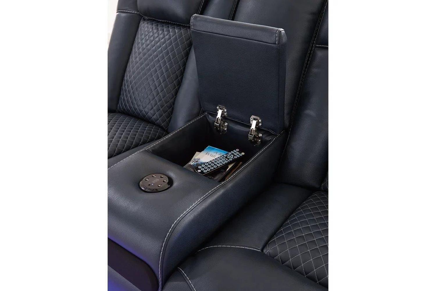 Fyne-Dyme Power Reclining Loveseat with Console In Sapphire 3660318