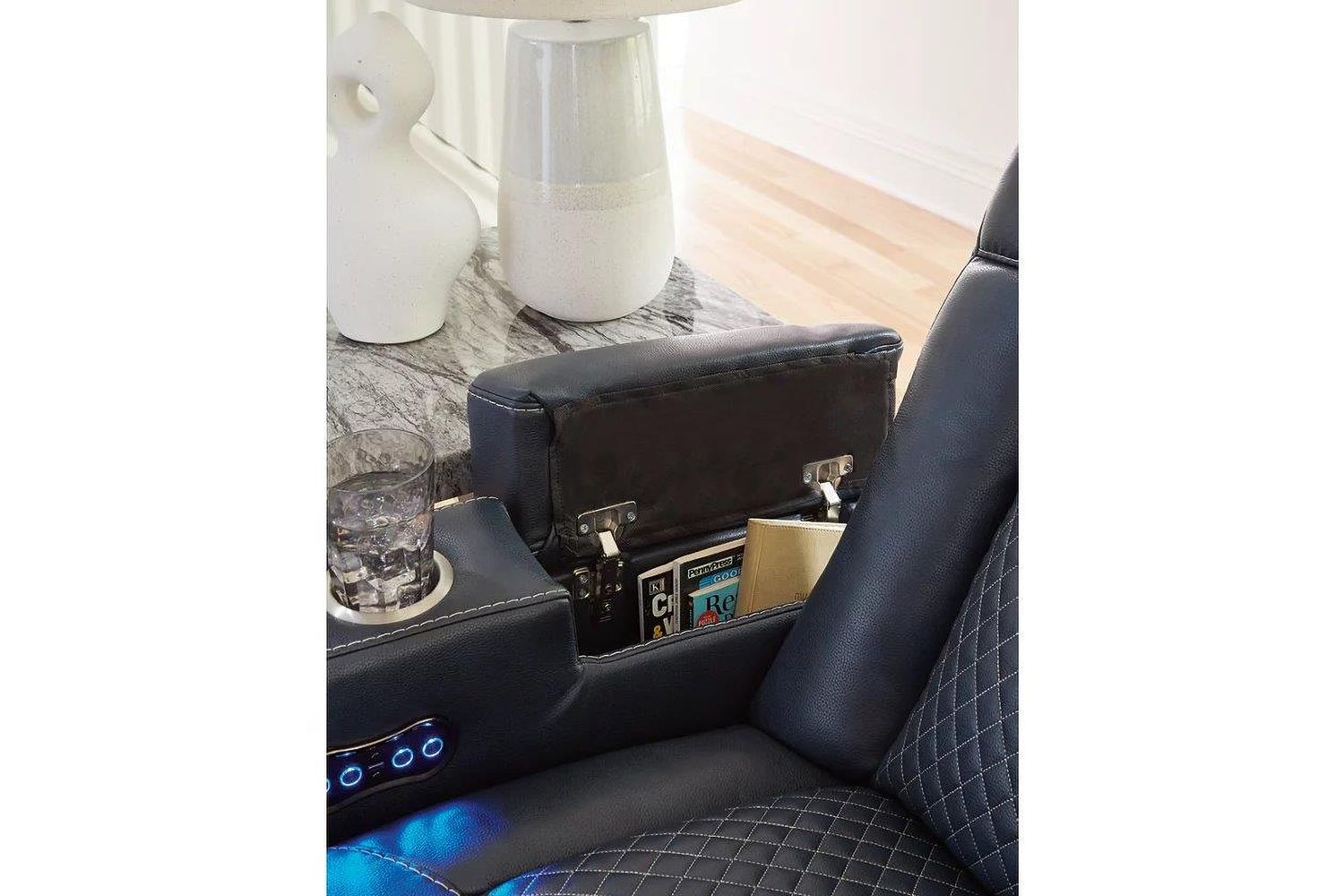 Fyne-Dyme Power Reclining Loveseat with Console In Sapphire 3660318