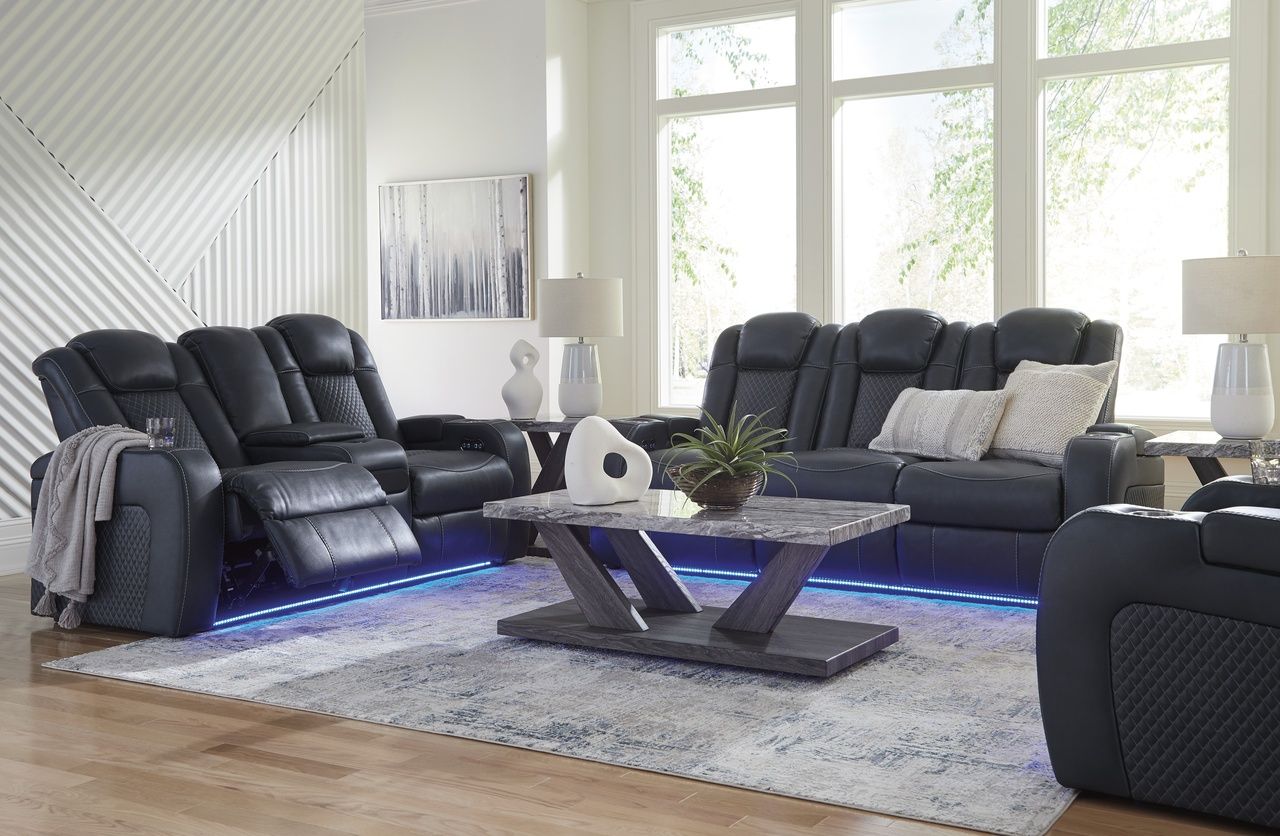 Fyne-Dyme Power Reclining Loveseat with Console In Sapphire 3660318