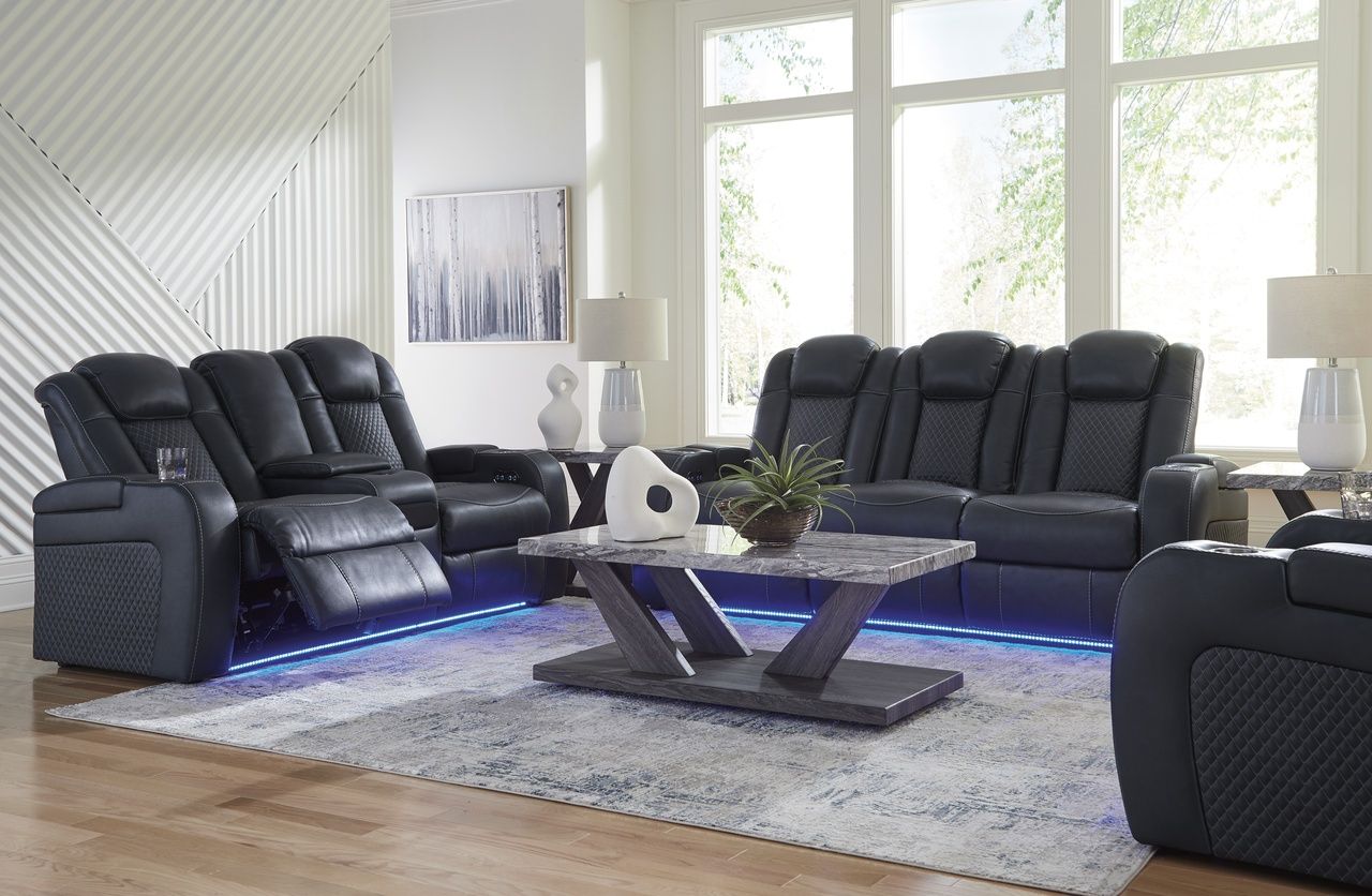Fyne-Dyme Power Reclining Loveseat with Console In Sapphire 3660318