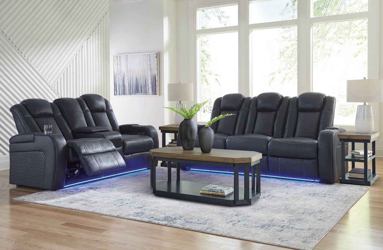 Fyne-Dyme Power Reclining Loveseat with Console In Sapphire 3660318