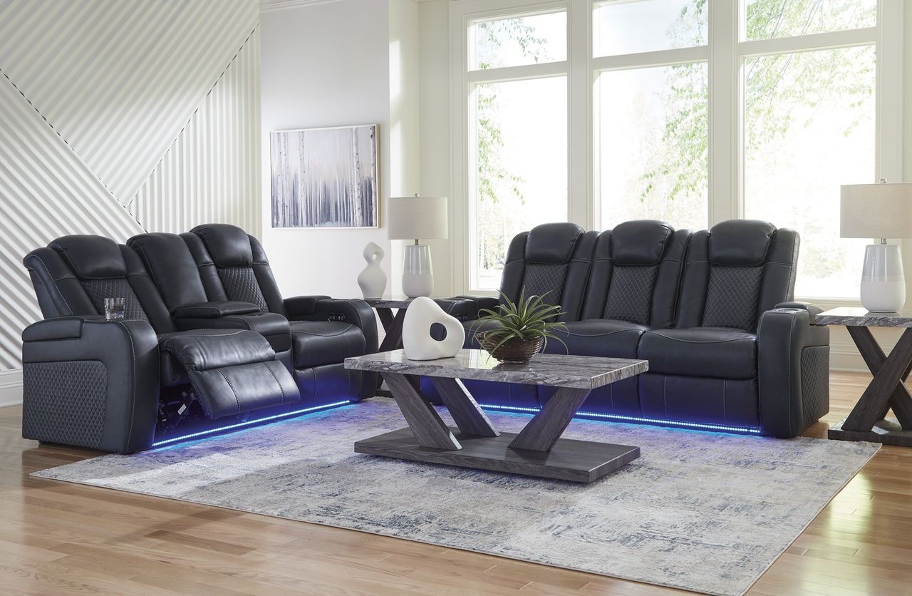 Fyne-Dyme Power Reclining Loveseat with Console In Sapphire 3660318