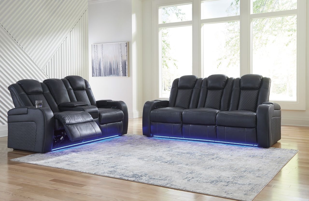 Fyne-Dyme Power Reclining Loveseat with Console In Sapphire 3660318