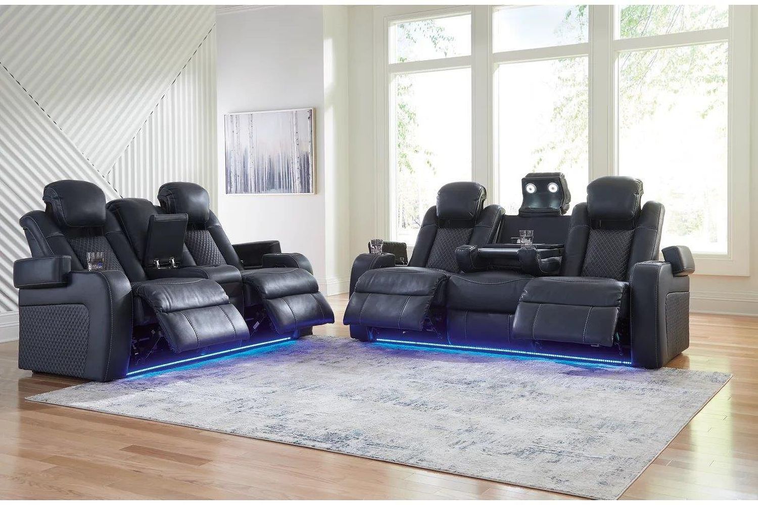 Fyne-Dyme Power Reclining Living Room Set In Sapphire 36603U1