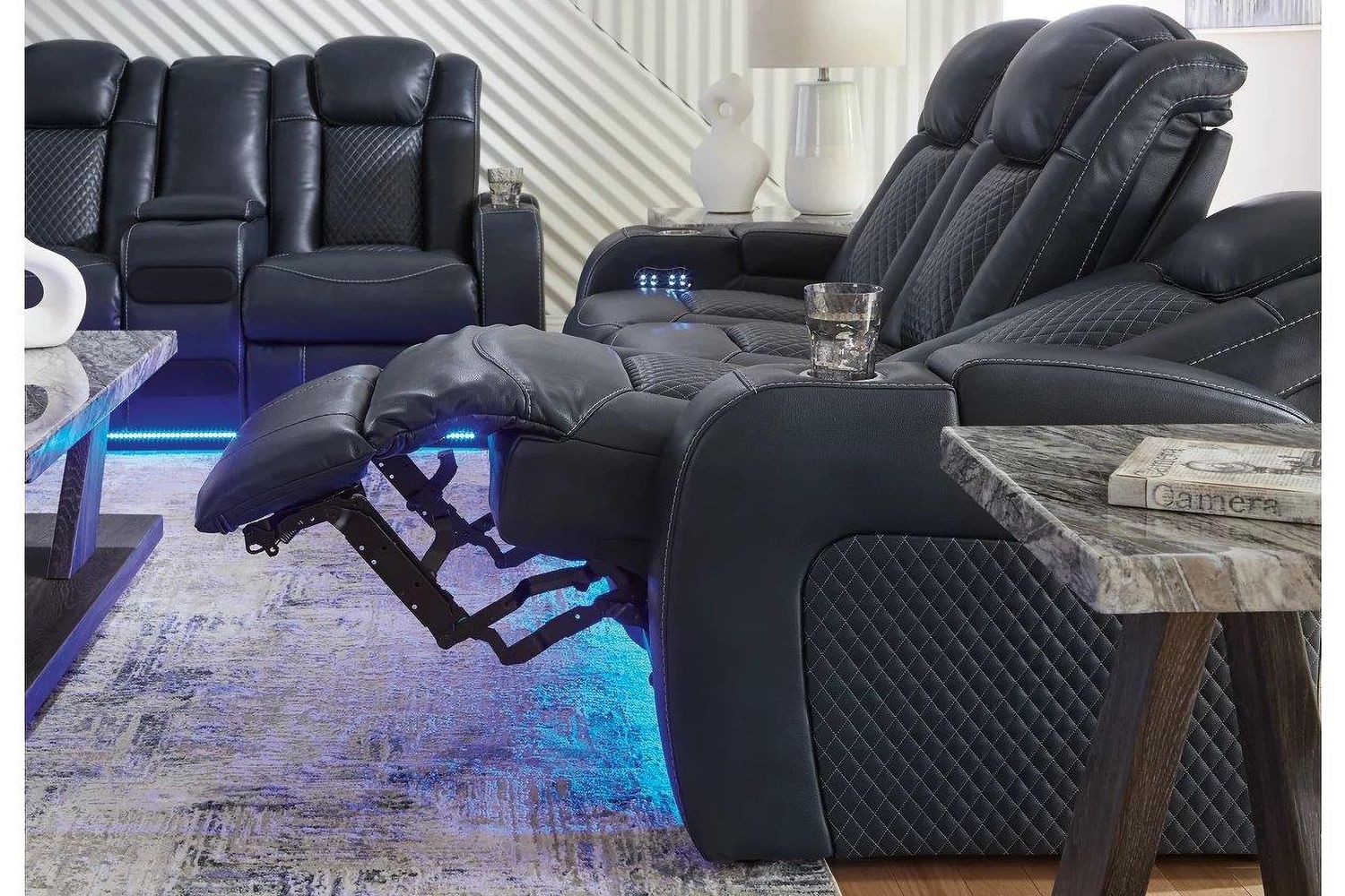 Fyne-Dyme Power Reclining Living Room Set In Sapphire 36603U1