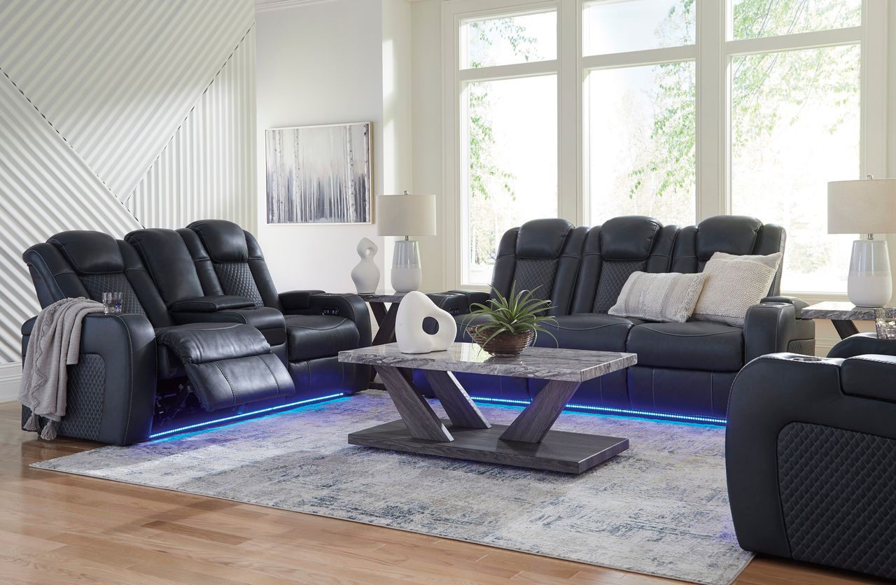 Fyne-Dyme Power Reclining Living Room Set In Sapphire 36603U1