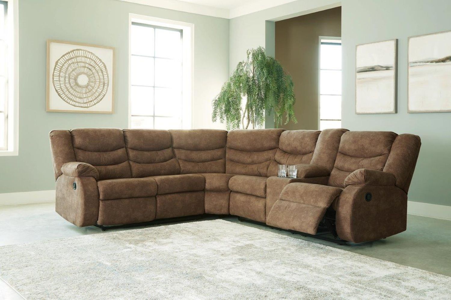 Partymate 2-Piece Reclining Sectional with Console In Brindle 36902S1