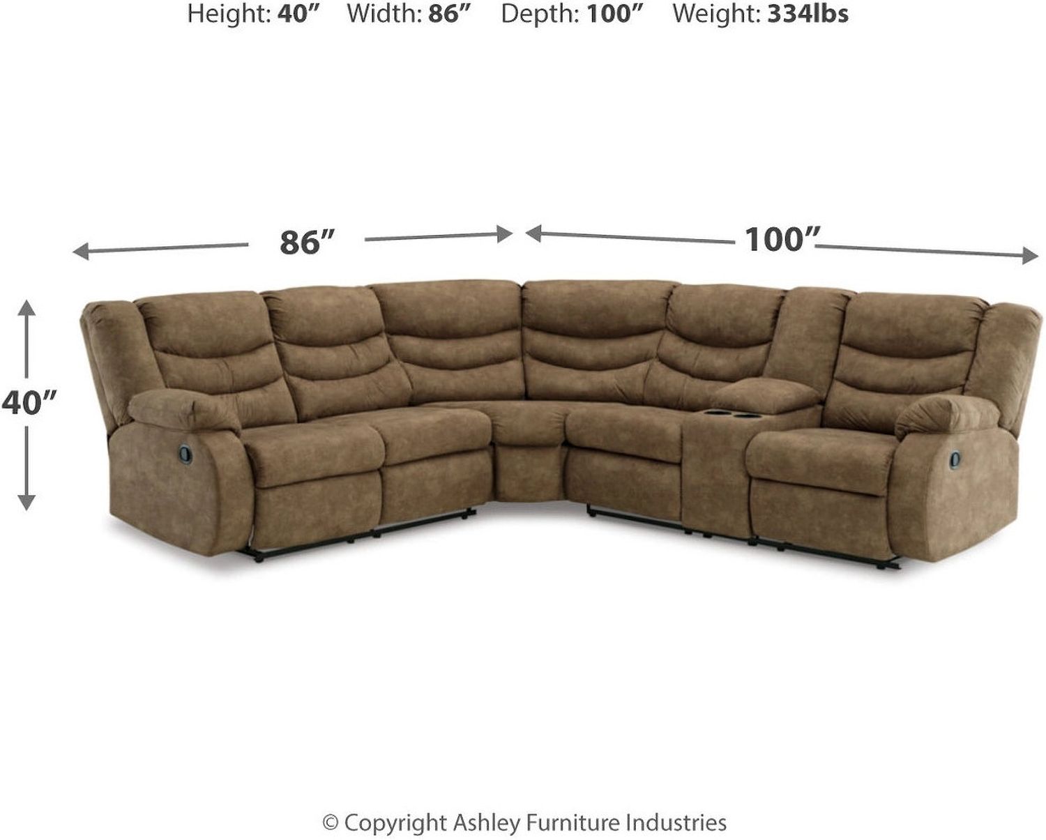 Partymate 2-Piece Reclining Sectional with Console In Brindle 36902S1