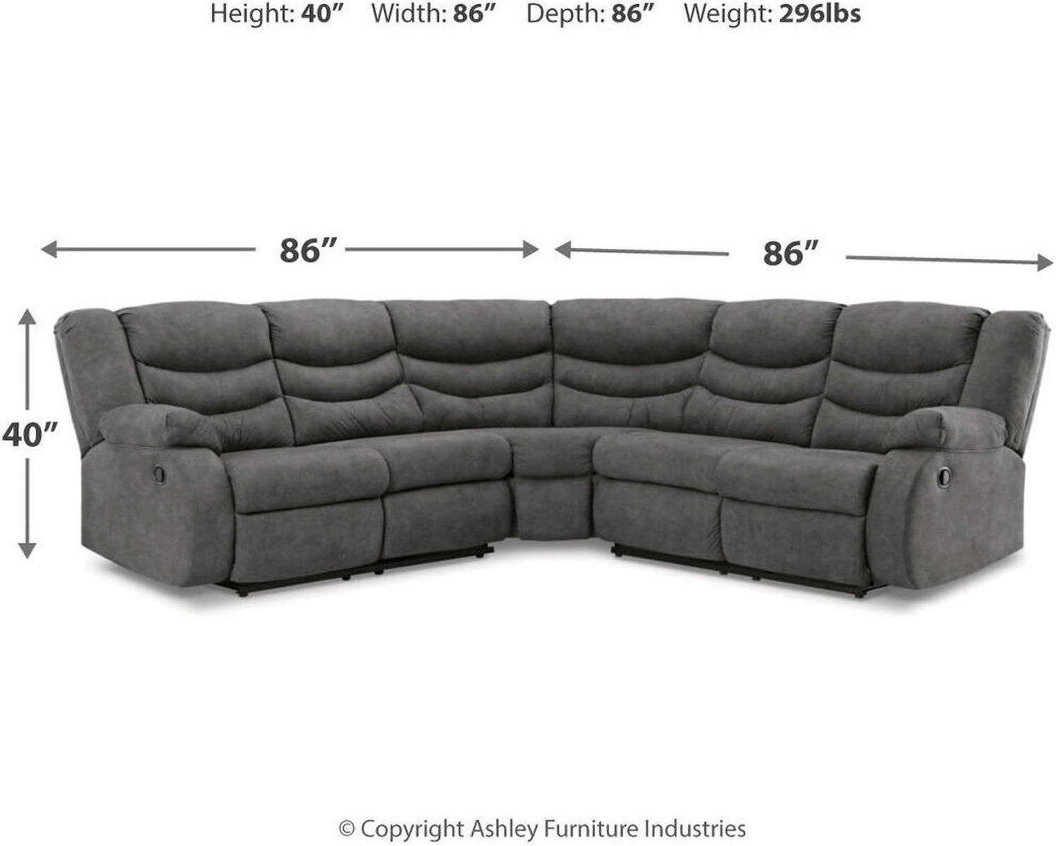 Partymate 2-Piece Reclining Sectional In Slate 36903S2