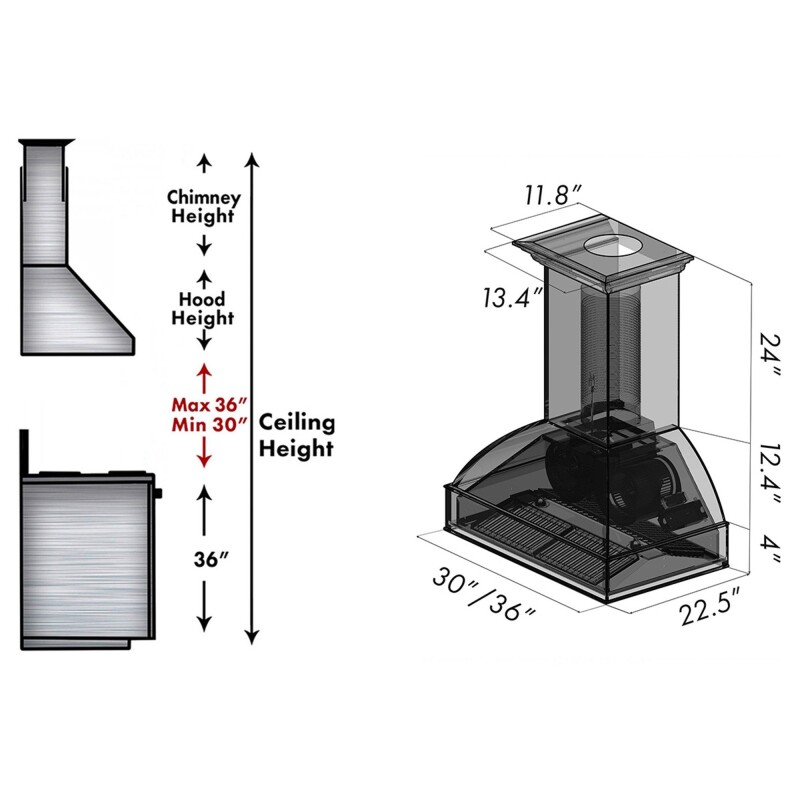 36" Ducted Wooden Wall Mount Range Hood - 36 inch 369AW36