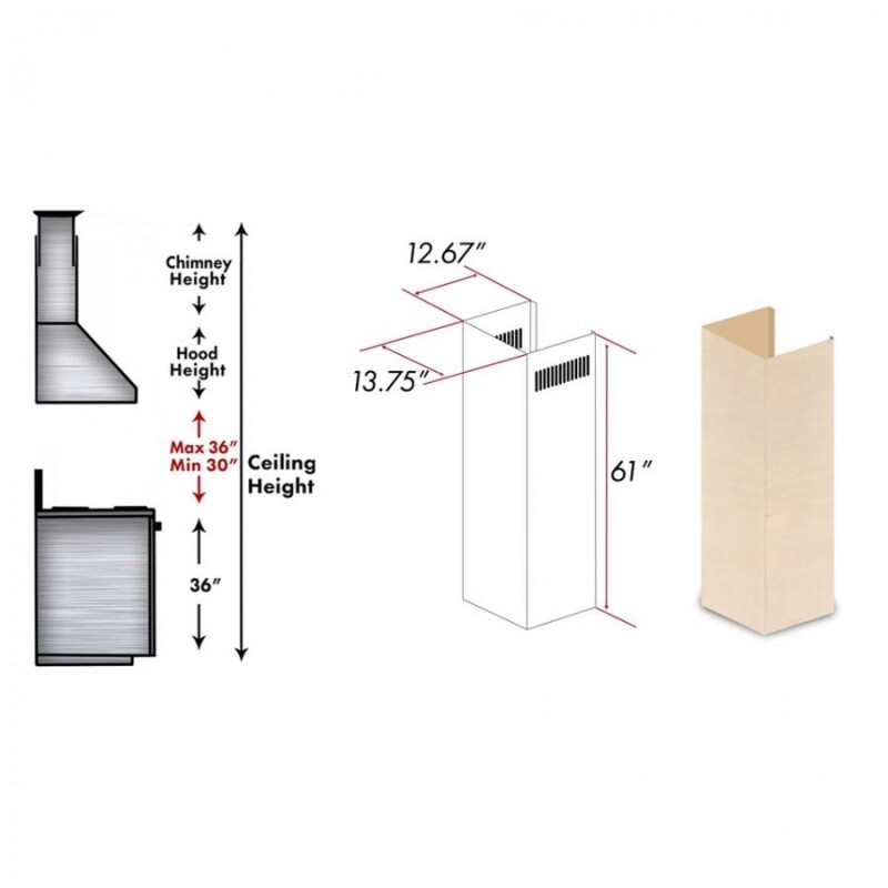 61" Wooden Chimney Extension for Ceilings up to 12.5 ft. 369UFE