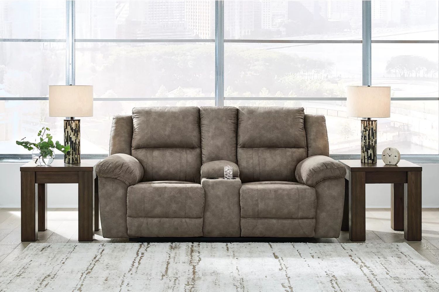 Laresview Reclining Loveseat with Console In Fossil 3720394