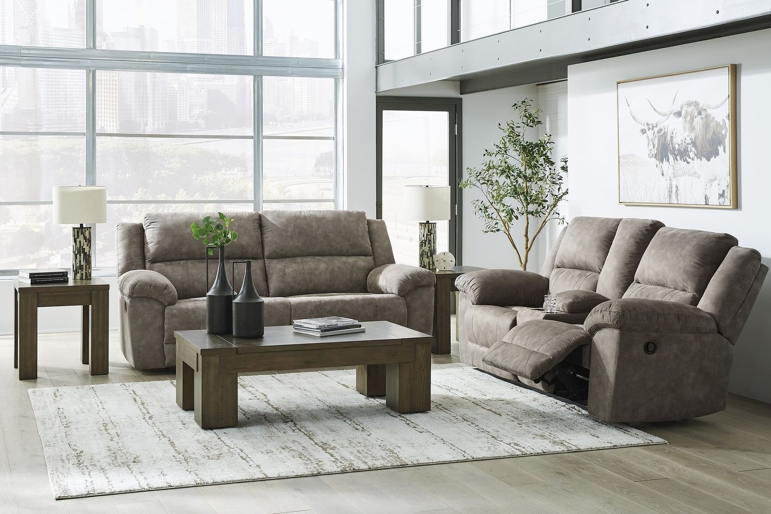 Laresview Reclining Loveseat with Console In Fossil 3720394