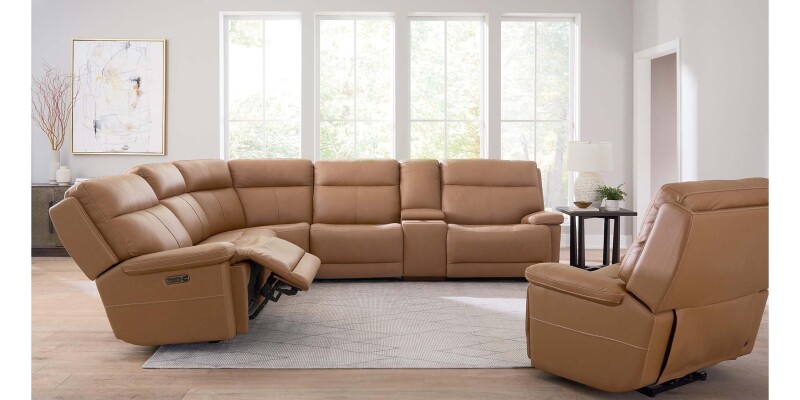 Fletcher Leather Power Reclining Sectional 3733MSECTA