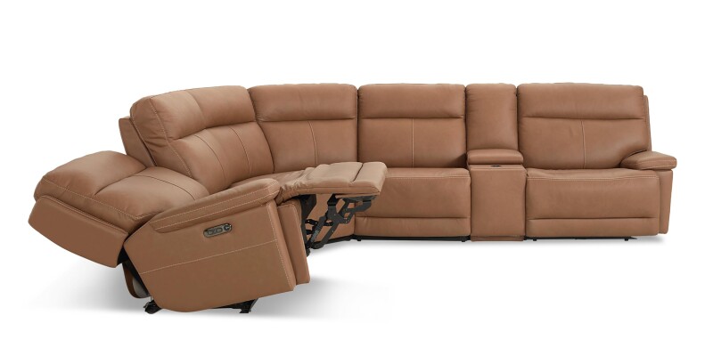 Fletcher Leather Power Reclining Sectional 3733MSECTA