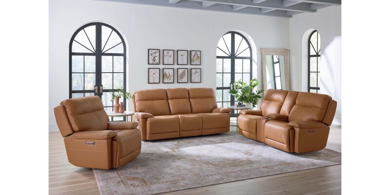 Fletcher Leather Power Reclining Sofa 3733P62A