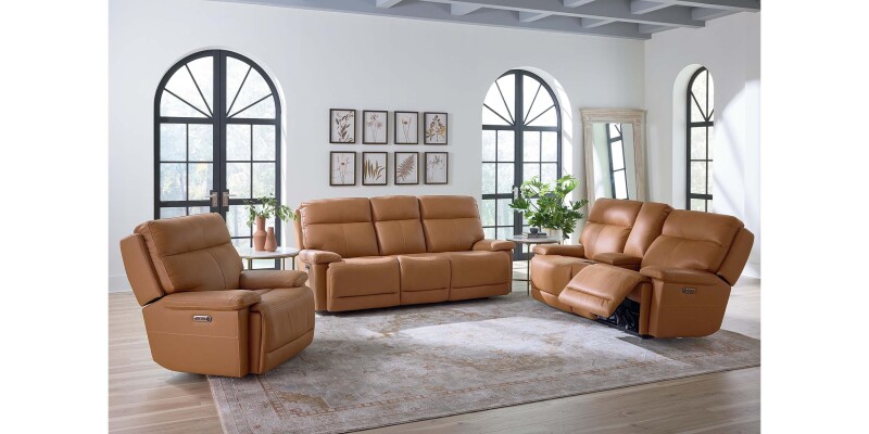 Fletcher Leather Power Reclining Loveseat with Center Console 3733PC42A