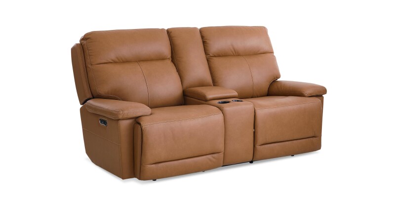 Fletcher Leather Power Reclining Loveseat with Center Console 3733PC42A