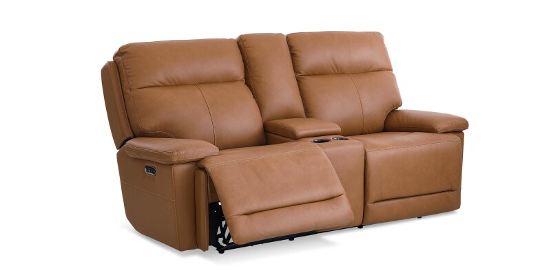 Fletcher Leather Power Reclining Loveseat with Center Console 3733PC42A