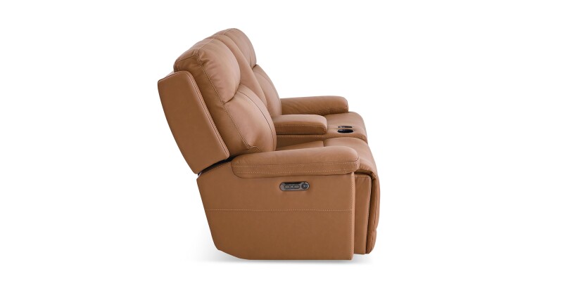 Fletcher Leather Power Reclining Loveseat with Center Console 3733PC42A