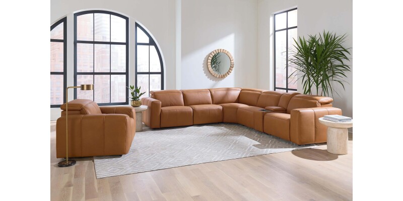 Airy Leather Power Reclining Sectional 3734LSECT6A