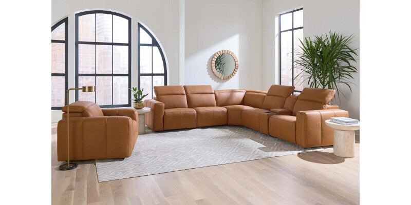 Airy Leather Power Reclining Sectional 3734LSECT6A
