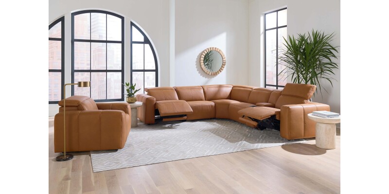 Airy Leather Power Reclining Sectional 3734LSECT6A