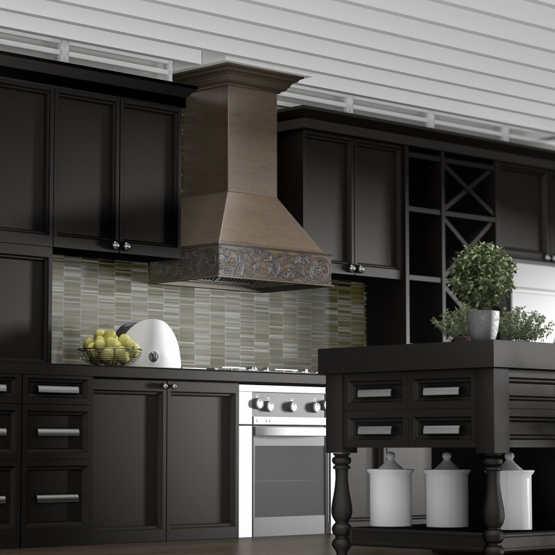 Wooden Wall Mount Range Hood - Includes Dual Remote Motor (373NN-RD) - 30 Inch / 700 373NNRD30