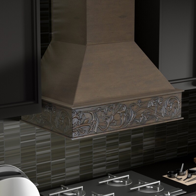 Wooden Wall Mount Range Hood - Includes Dual Remote Motor (373NN-RD) - 30 Inch / 700 373NNRD30