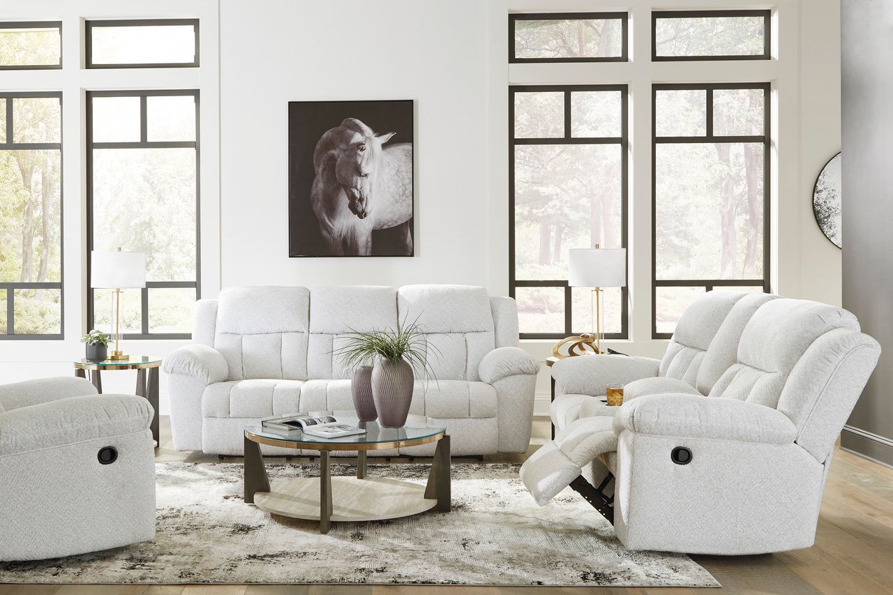 Frohn Reclining Sofa In Snow 3740588