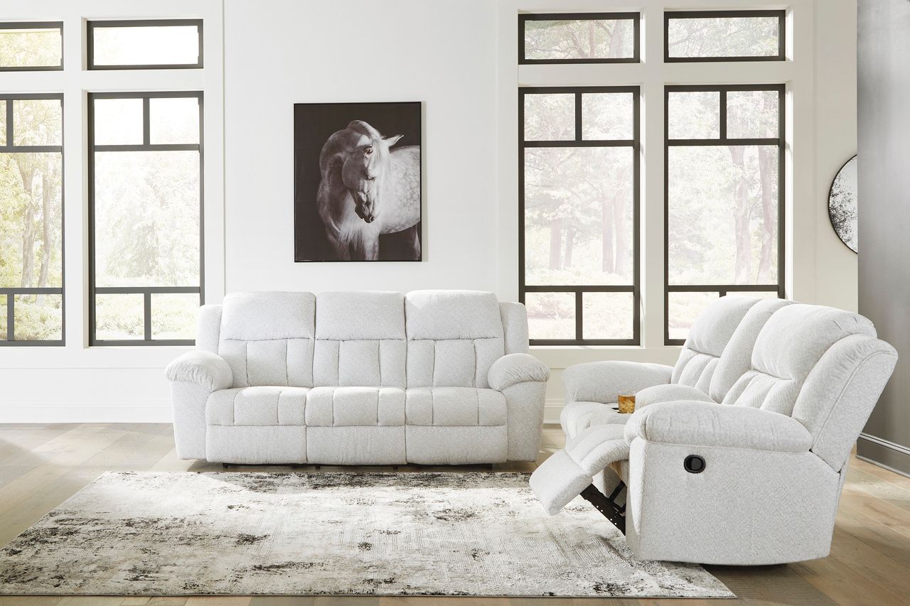 Frohn Reclining Sofa In Snow 3740588