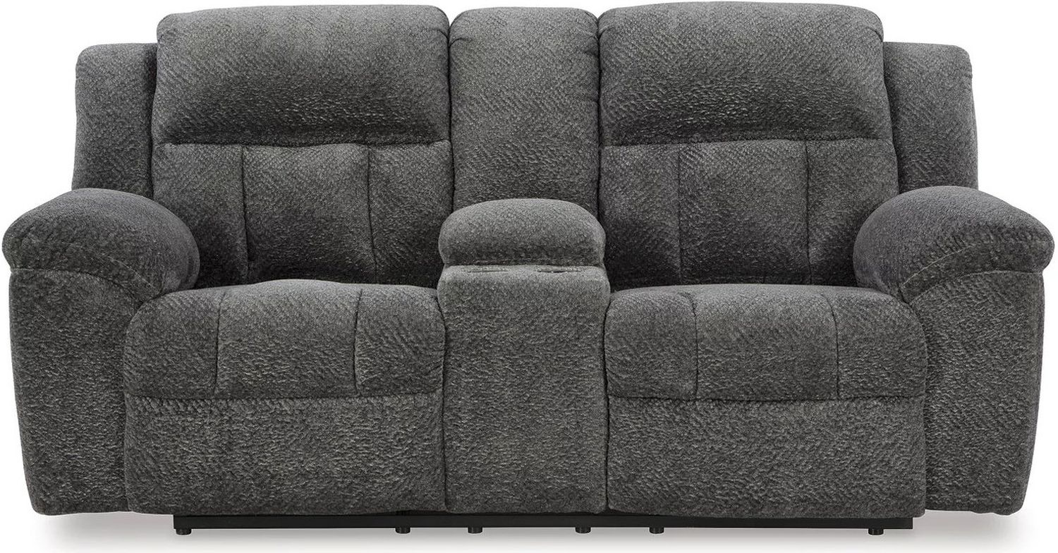 Frohn Reclining Loveseat with Console In Graphite 3740694