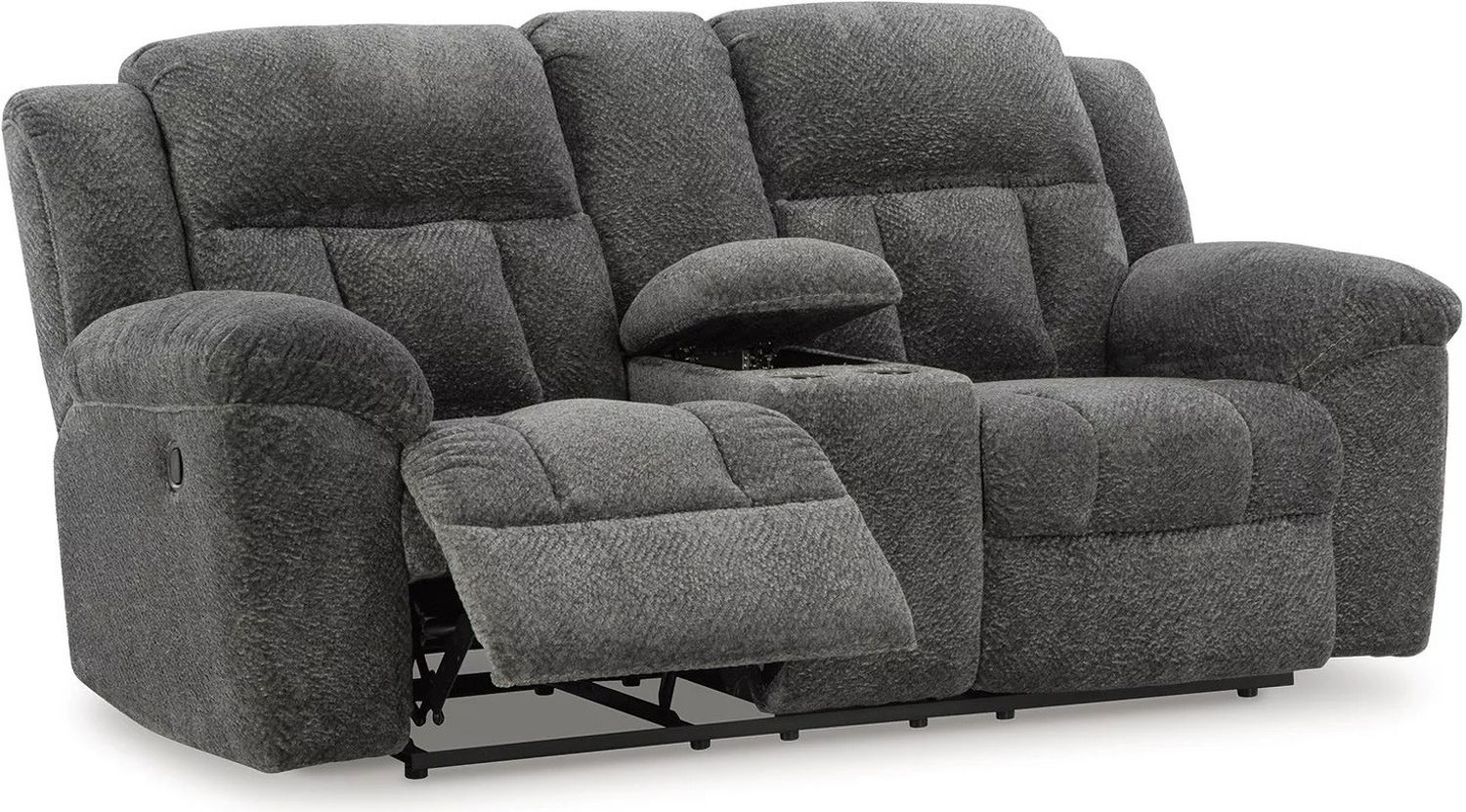 Frohn Reclining Loveseat with Console In Graphite 3740694