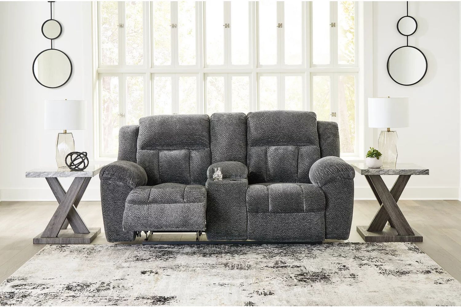 Frohn Reclining Loveseat with Console In Graphite 3740694