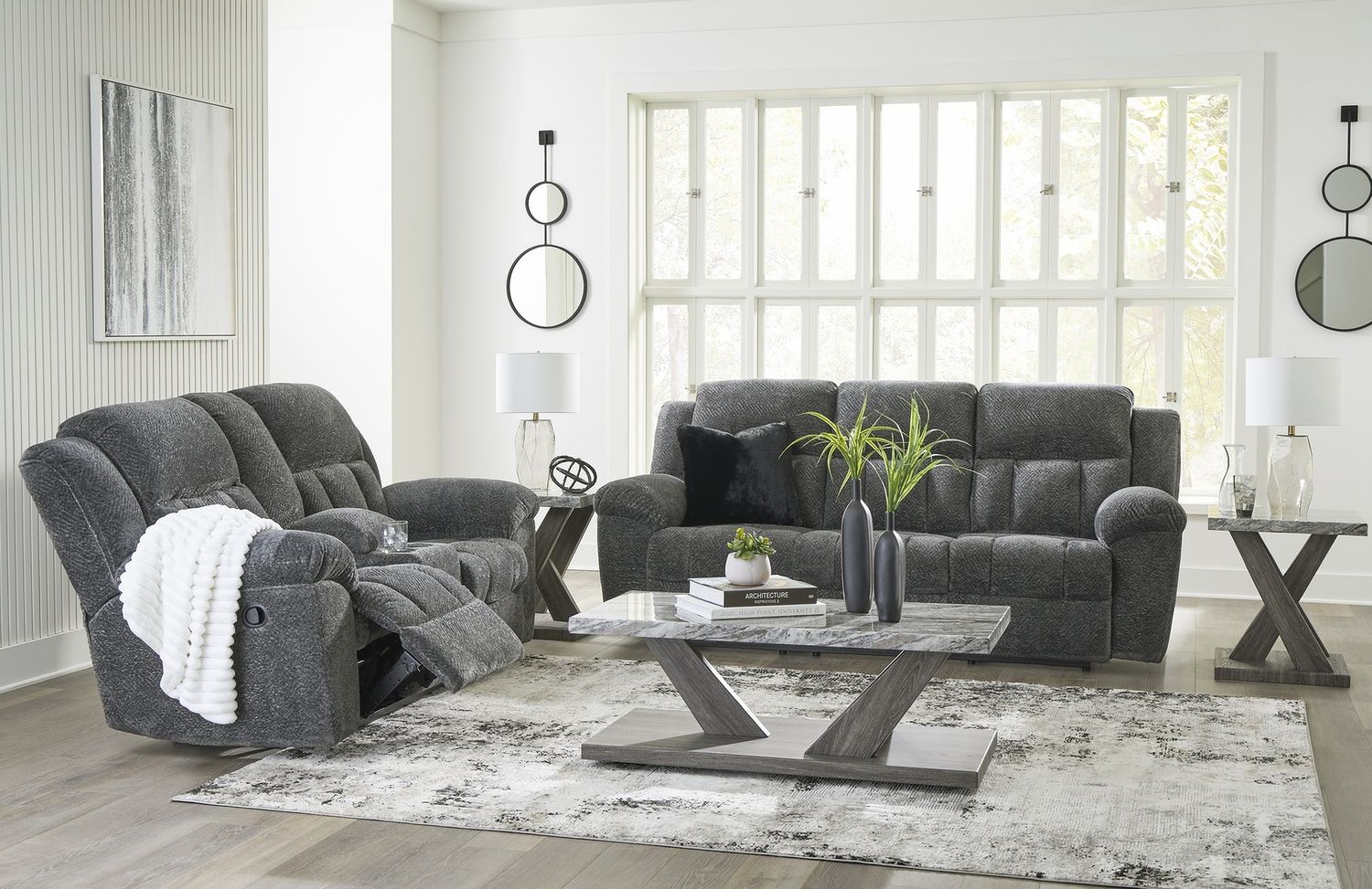 Frohn Reclining Loveseat with Console In Graphite 3740694