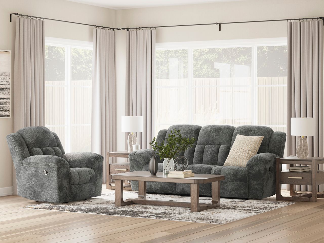 Frohn Reclining Living Room Set In Graphite 37406U3