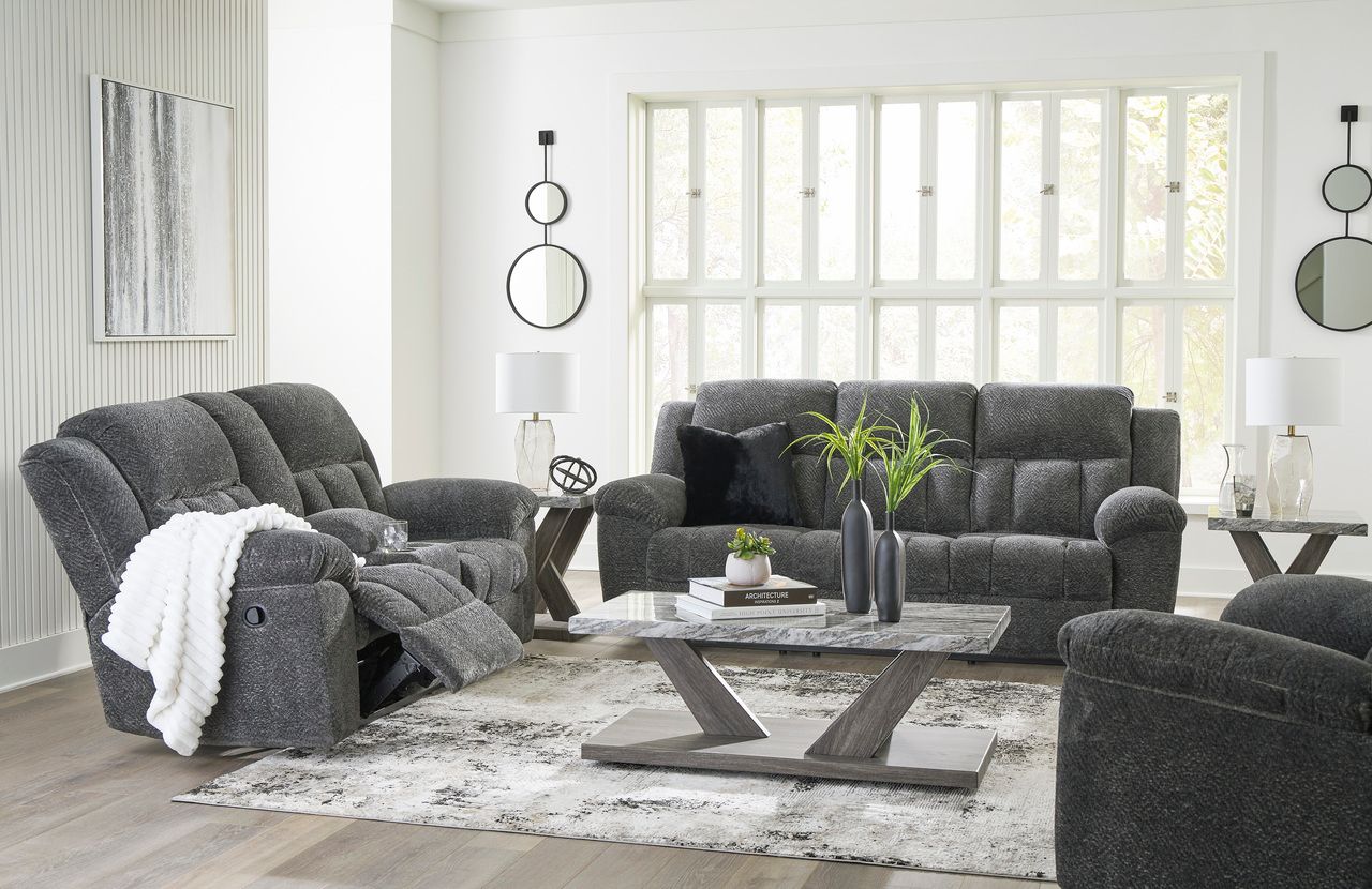 Frohn Reclining Living Room Set In Graphite 37406U3