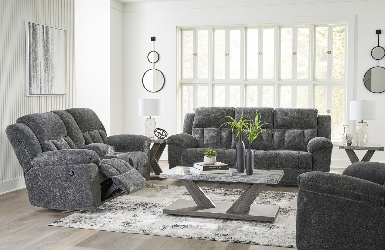 Frohn Reclining Living Room Set In Graphite 37406U3