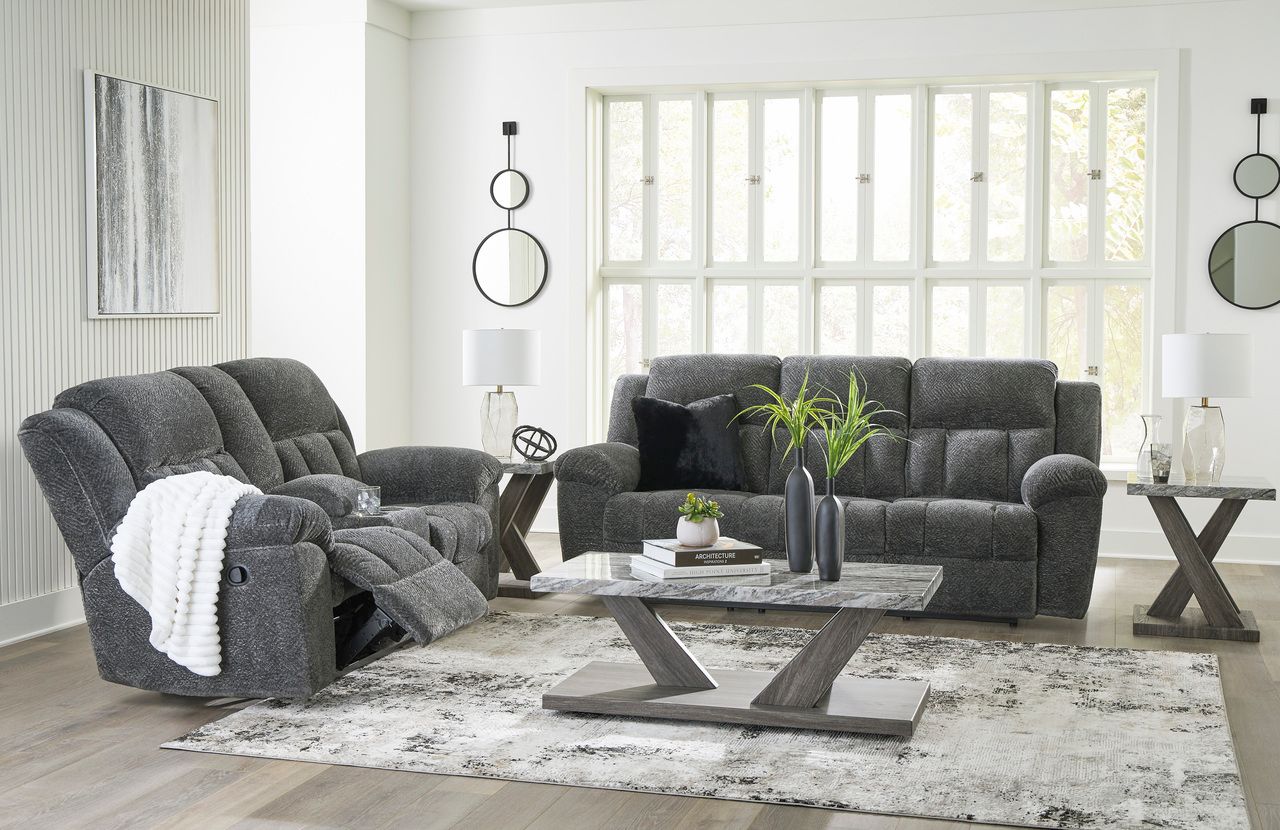 Frohn Reclining Living Room Set In Graphite 37406U3