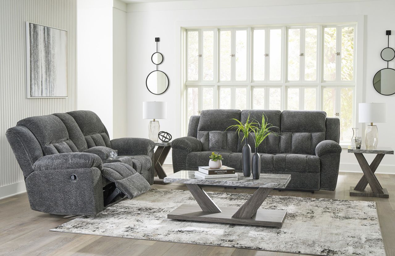 Frohn Reclining Living Room Set In Graphite 37406U3