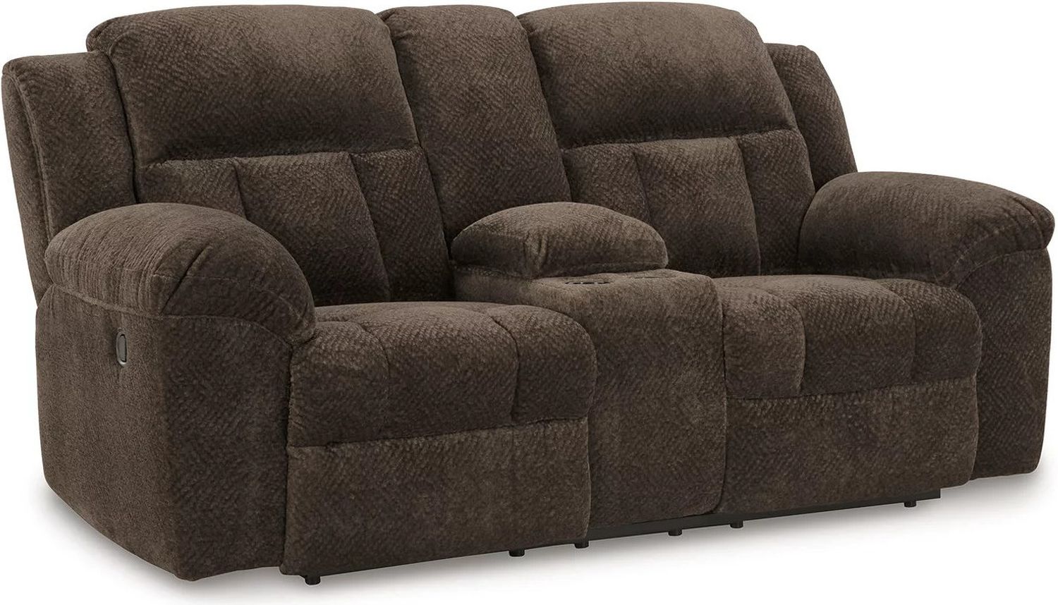 Frohn Reclining Loveseat with Console In Chocolate 3740794
